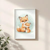 Mama & Baby Fox Nursery Print – Woodland Animal Wall Art Neutral Baby Room Decor Watercolour Fox Artwork Printable Kids