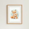 Mama & Baby Fox Nursery Print – Woodland Animal Wall Art Neutral Baby Room Decor Watercolour Fox Artwork Printable Kids