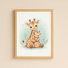 Mama & Baby Giraffe Nursery Print – Safari Nursery Wall Art Neutral Baby Room Decor Watercolour Giraffe Artwork