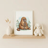 Mama & Baby Platypus Nursery Print – Australian Wildlife Watercolour Wall Art (Digital Download)