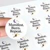 “Manifest. Burn. Repeat.” Candle Label Stickers
