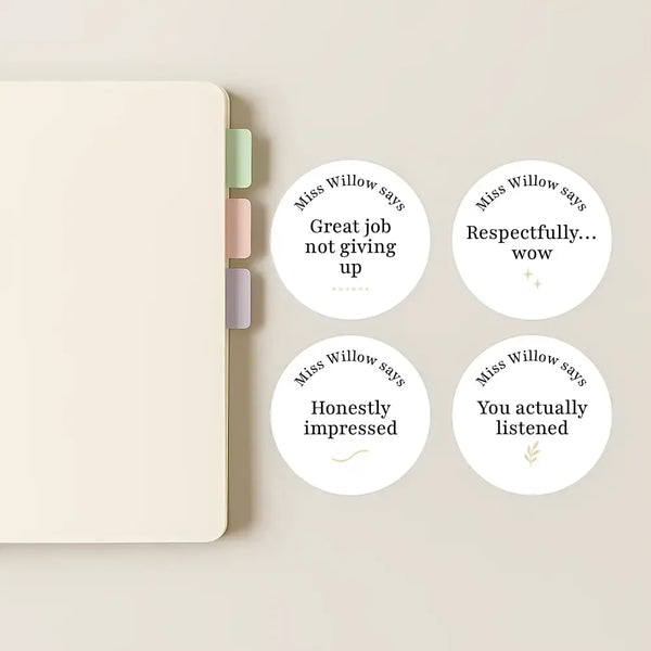 Minimalist Funny Teen Behaviour Stickers – Personalised Teacher Reward Stickers for High School Students - Sticksy Prints Australia