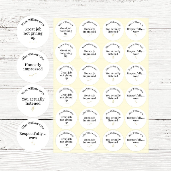 Minimalist Funny Teen Behaviour Stickers – Personalised Teacher Reward Stickers for High School Students