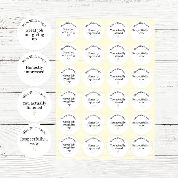 Minimalist Funny Teen Behaviour Stickers – Personalised Teacher Reward Stickers for High School Students - Sticksy Prints Australia