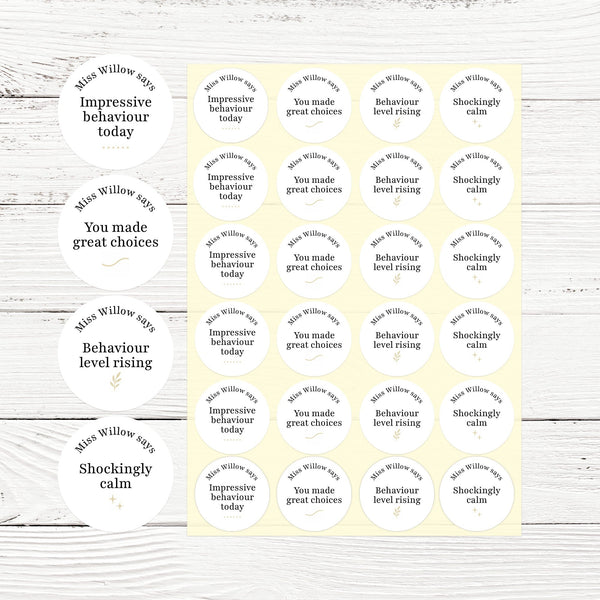 Minimalist Teen Behaviour Stickers – Funny Personalised Teacher Reward Stickers