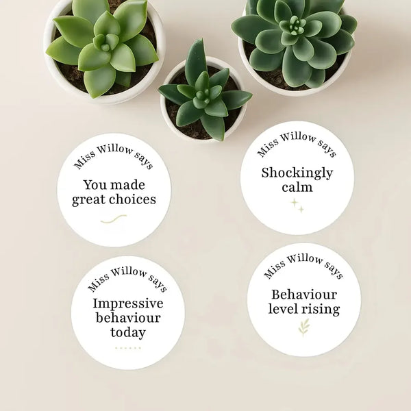Minimalist Teen Behaviour Stickers – Funny Personalised Teacher Reward Stickers - Sticksy Prints Australia