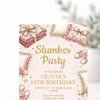 Personalised Slumber Party Birthday Invitation – Elegant Blush & Gold Sleepover - Sticksy Prints Australia