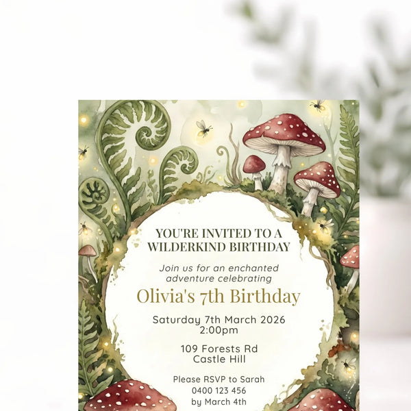 Wilderkind-Inspired Enchanted Forest Birthday Invitation Printed - Sticksy Prints Australia