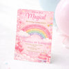 Personalised Rainbow Birthday Party Invitations Printed Magical Pink - Sticksy Prints Australia