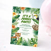 Personalised Jungle Birthday Invitations | Tropical Animal Kids Party Invite - Sticksy Prints Australia