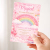 Personalised Rainbow Birthday Party Invitations Printed Magical Pink - Sticksy Prints Australia
