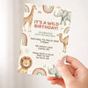 Personalised Safari Animal Birthday Invitations | Wild One Jungle Party Invite - Sticksy Prints Australia