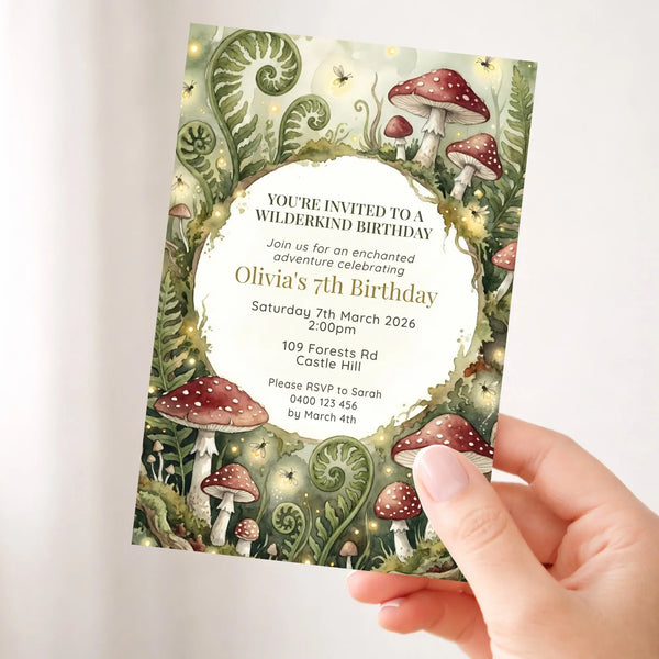 Wilderkind-Inspired Enchanted Forest Birthday Invitation Printed - Sticksy Prints Australia