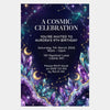 Personalised Cosmic Birthday Invitations | Galaxy Crystal Celestial Party Invite - Sticksy Prints Australia