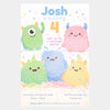 Cute Monster Birthday Invitations | Personalised Kids Party Invites - Sticksy Prints Australia