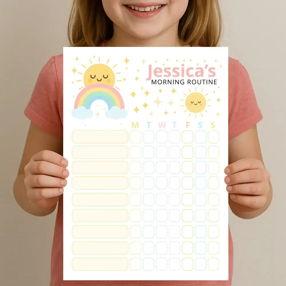 Morning Routine Chart – Editable Name & Title (A4 A3