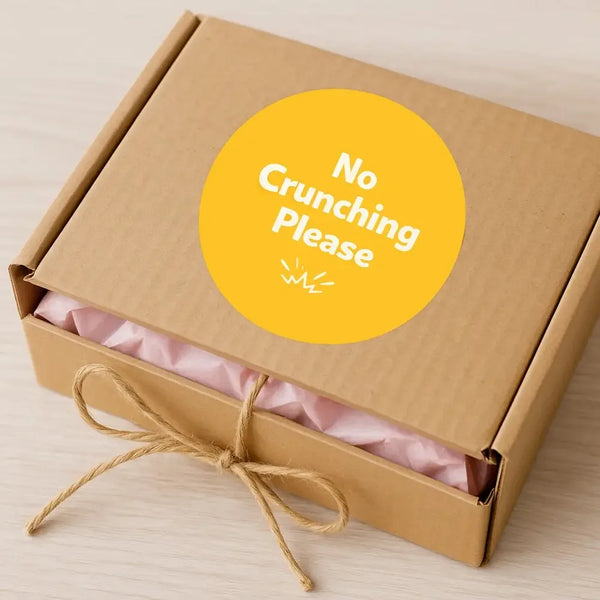 No Crunching Please Stickers | Bright Do Not Crush Parcel Labels for Small Businesses - Sticksy Prints Australia