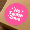 No Squish Zone Stickers | Pink Do Not Squash Parcel Labels for Small Businesses