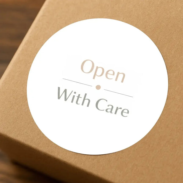 Open With Care Stickers | Neutral Packaging Labels for Small Business | Fragile Order Stickers Australia - Sticksy Prints Australia