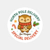 Owl Personalised Christmas Stickers – North Pole Delivery Label - Sticksy Prints Australia