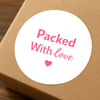 Packed With Love Stickers | Pink Thank You Packaging Labels for Small Business
