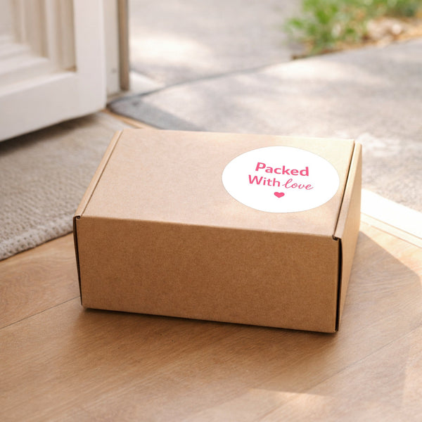 Packed With Love Stickers | Pink Thank You Packaging Labels for Small Business