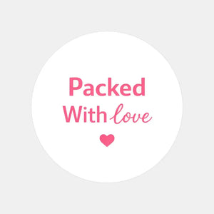 Packed With Love Stickers | Pink Thank You Packaging Labels for Small Business