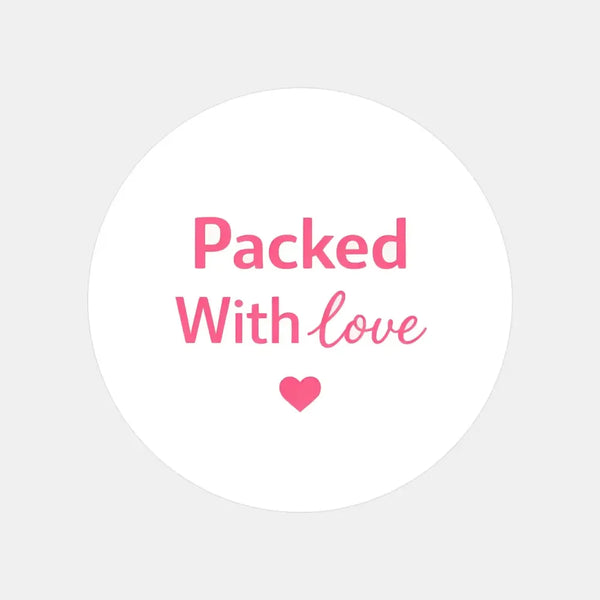 Packed With Love Stickers | Pink Thank You Packaging Labels for Small Business - Sticksy Prints Australia