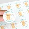 Pastel Bear Thank You Stickers – Custom Name Kids Birthday Party Favour Labels - Sticksy Prints Australia