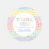 Pastel Brushstroke Thank You Stickers – Custom Name Kids Birthday Party Favour Labels