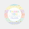 Pastel Brushstroke Thank You Stickers – Custom Name Kids Birthday Party Favour Labels - Sticksy Prints Australia
