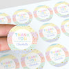 Pastel Brushstroke Thank You Stickers – Custom Name Kids Birthday Party Favour Labels