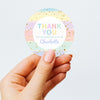 Pastel Brushstroke Thank You Stickers – Custom Name Kids Birthday Party Favour Labels