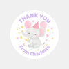 Pastel Elephant Thank You Stickers – Custom Name Kids Birthday Party Favour Labels - Sticksy Prints Australia