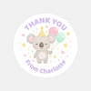 Pastel Koala Thank You Stickers – Custom Name Kids Birthday Party Favour Labels - Sticksy Prints Australia