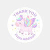 Pastel Pegasus Thank You Stickers – Custom Name Kids Birthday Party Favour Labels