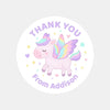 Pastel Pegasus Thank You Stickers – Custom Name Kids Birthday Party Favour Labels - Sticksy Prints Australia