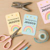 Pastel Rainbow Kids Bag Tags Printable Personalised Name Tags A4 Canva Template