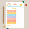 Pastel Rainbow Kids Reward Chart – Good Behaviour Printable (A4)