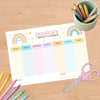 Pastel Rainbow Kids Weekly Planner – Editable Name & Title (A4, A3 & US Letter) - Sticksy Prints Australia