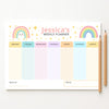 Pastel Rainbow Kids Weekly Planner – Editable Name & Title (A4 A3 & US Letter)