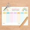 Pastel Rainbow Kids Weekly Planner – Editable Name & Title (A4, A3 & US Letter) - Sticksy Prints Australia