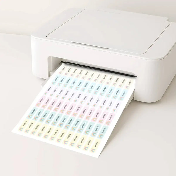 Pastel Rainbow Pencil Label Template – Editable Slim Name Labels (Canva Printable) - Sticksy Prints Australia