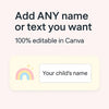 Pastel Rainbow Pencil Label Template – Editable Slim Name Labels (Canva Printable) - Sticksy Prints Australia
