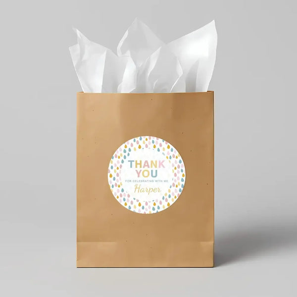 Pastel Rainbow Thank You Stickers – Custom Name Kids Birthday Party Favour Labels - Sticksy Prints Australia