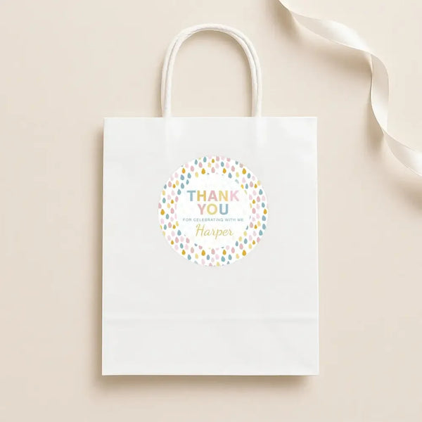 Pastel Rainbow Thank You Stickers – Custom Name Kids Birthday Party Favour Labels - Sticksy Prints Australia