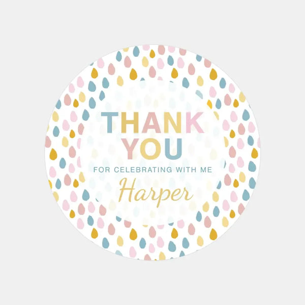 Pastel Rainbow Thank You Stickers – Custom Name Kids Birthday Party Favour Labels - Sticksy Prints Australia