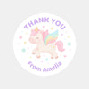 Pastel Unicorn Thank You Stickers – Custom Name Kids Birthday Party Favour Labels