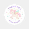Pastel Unicorn Thank You Stickers – Custom Name Kids Birthday Party Favour Labels - Sticksy Prints Australia