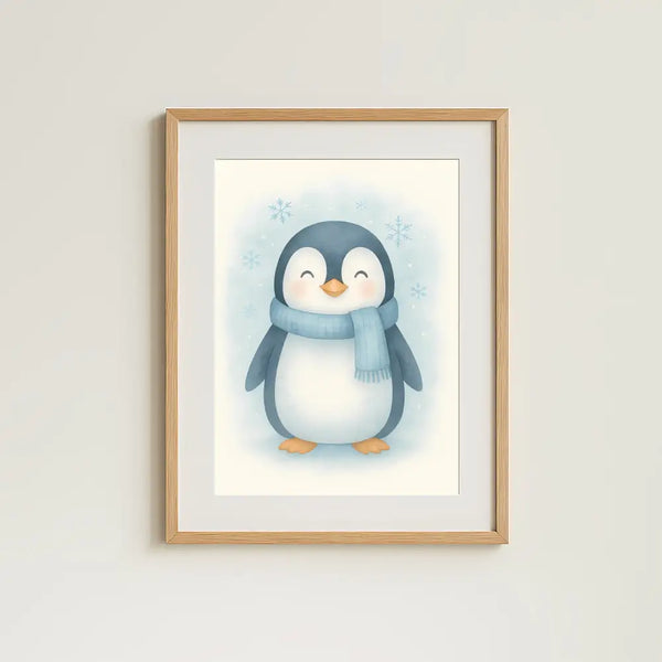 Penguin Nursery Wall Art Print – Arctic Animal Watercolour (Digital Download)